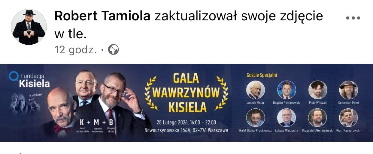 Baner zapraszający na Galę Kisiela z Bogdanem Rymanowskim. 