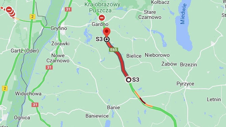 Droga S3 zablokowana w wyniku zderzenia 7 aut