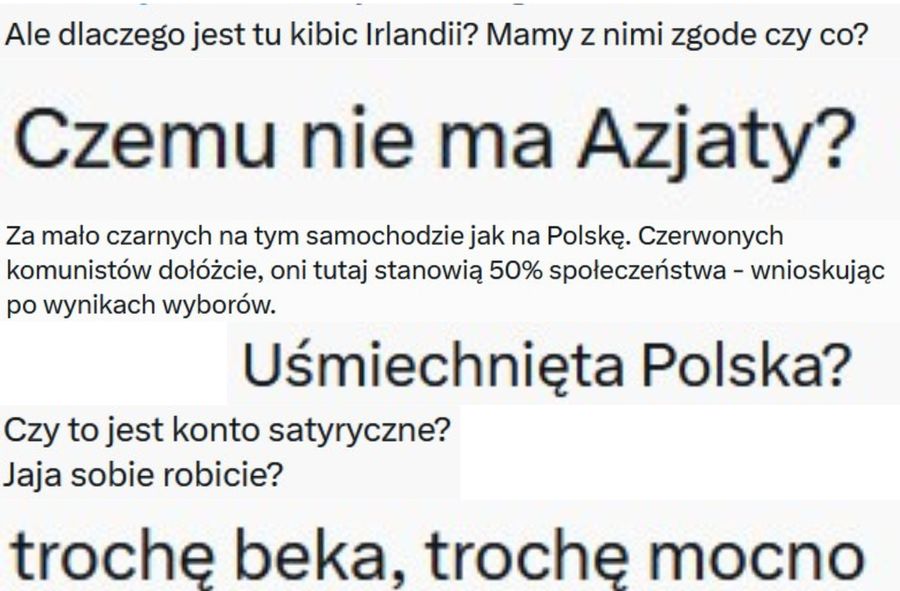 Komentarze pod zdjęciem autokaru reprezentacji Polski