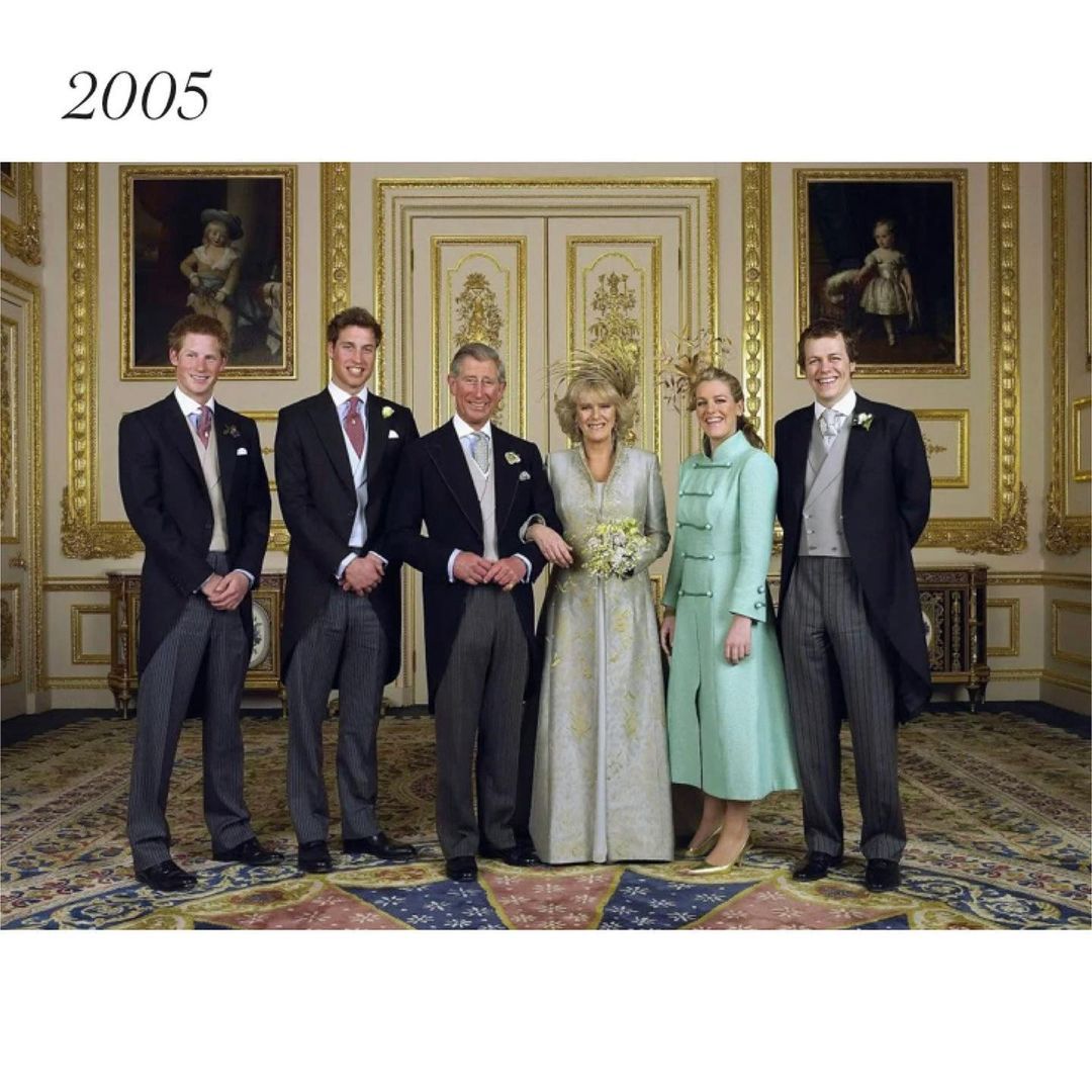 Książę Harry i książę William z księciem Karolem i Camillą 2005 r.