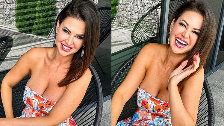 Maja Rutkowski w sukience w maki u dentysty