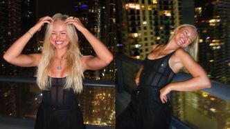 Odziana w prześwitujące body Julia Tychoniewicz wygina się tle panoramy Miami