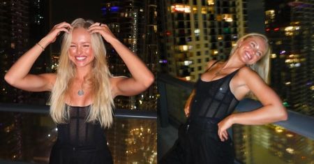 Odziana w prześwitujące body Julia Tychoniewicz wygina się tle panoramy Miami
