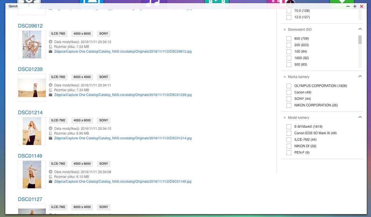 Aplikacja Qsirch oferuje wiele filtrów, dzięki którym szybko odnajdziemy interesujące nas zdjęcia.