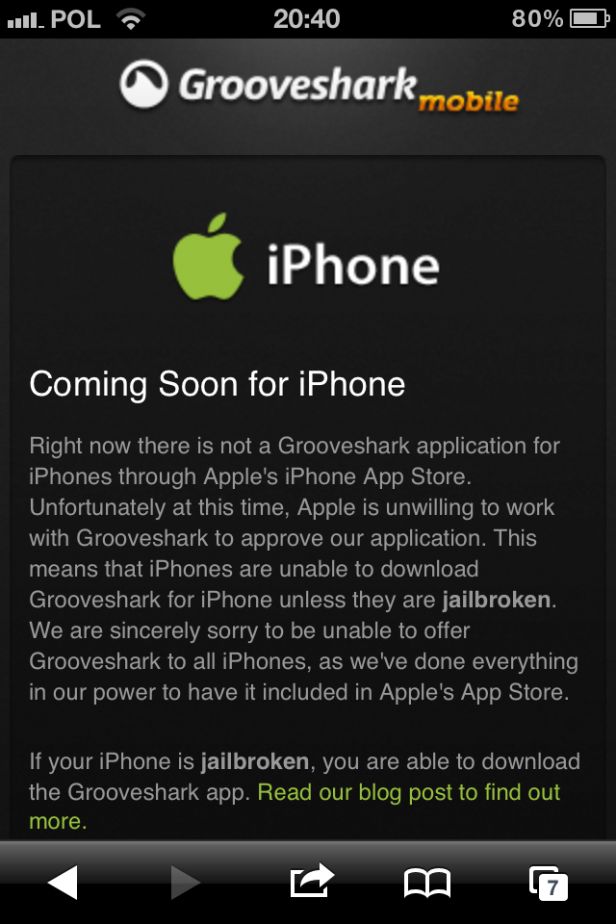 Twórcy Groovesharka namawiają do jailbreaku