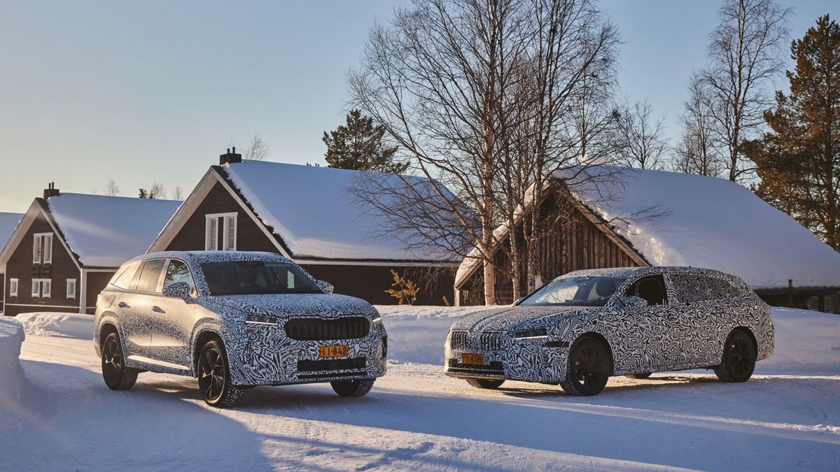 Skoda Superb IV i Skoda Kodiaq II podczas zimowych testów