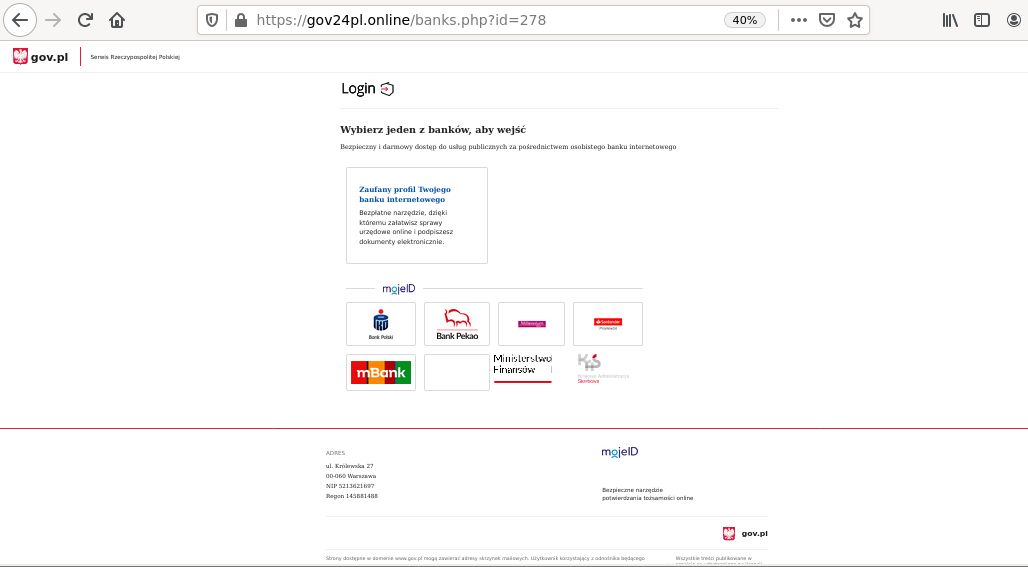 Fałszywy serwis logowania