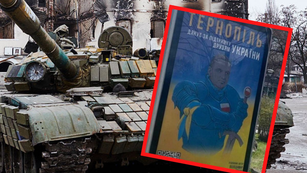 Baner, który przedstawia bohatera z Polski 