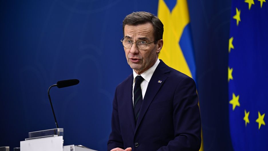 Sweden's Prime Minister Ulf Kristersson speaks during a press conference after Hungary's parliament voted 'yes' to ratify Sweden's NATO accession, at the government headquarters in Stockholm, Sweden, 26 February 2024. Sweden's bid to join NATO was approved by 188 Hungarian MPs, and rejected by 6 MPs with no abstentions. EPA/MAGNUS LEJHALL SWEDEN OUT Dostawca: PAP/EPA.