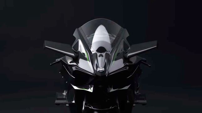 Klasyczne logo Kawasaki na modelu Ninja H2.