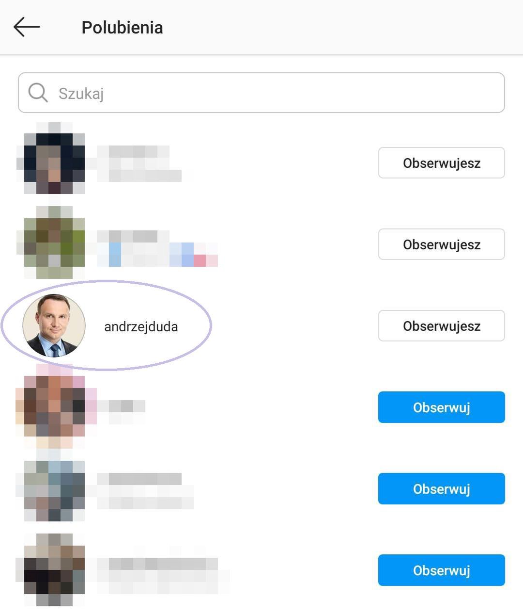 Polubienie od Andrzeja Dudy pod postem Małgorzaty Kożuchowskiej