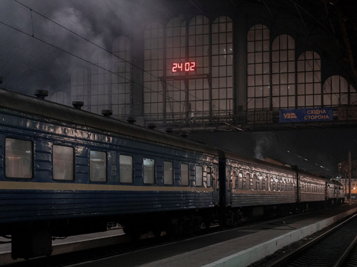 Dworzec główny we Lwowie w dniu inwazji na Ukrainę.