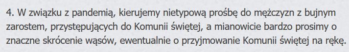 Taki komunikat pojawił się na stronie parafii. (screen)