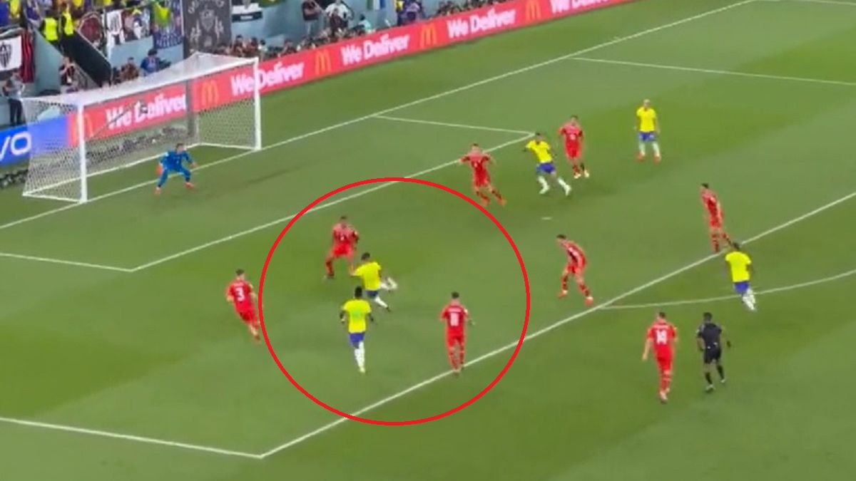 Twitter / TVP Sport / Gol Casemiro w meczu ze Szwajcarią