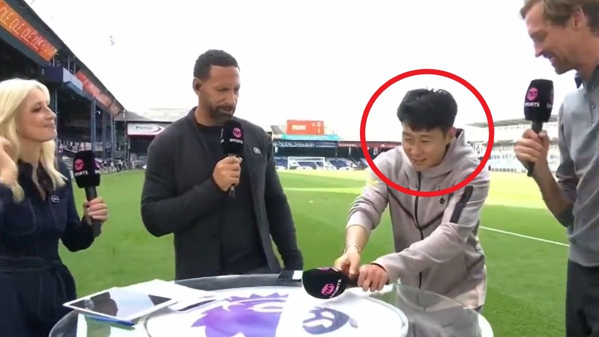 Heung-min Son (drugi od lewej) podczas wywiadu dla kanału TNT.