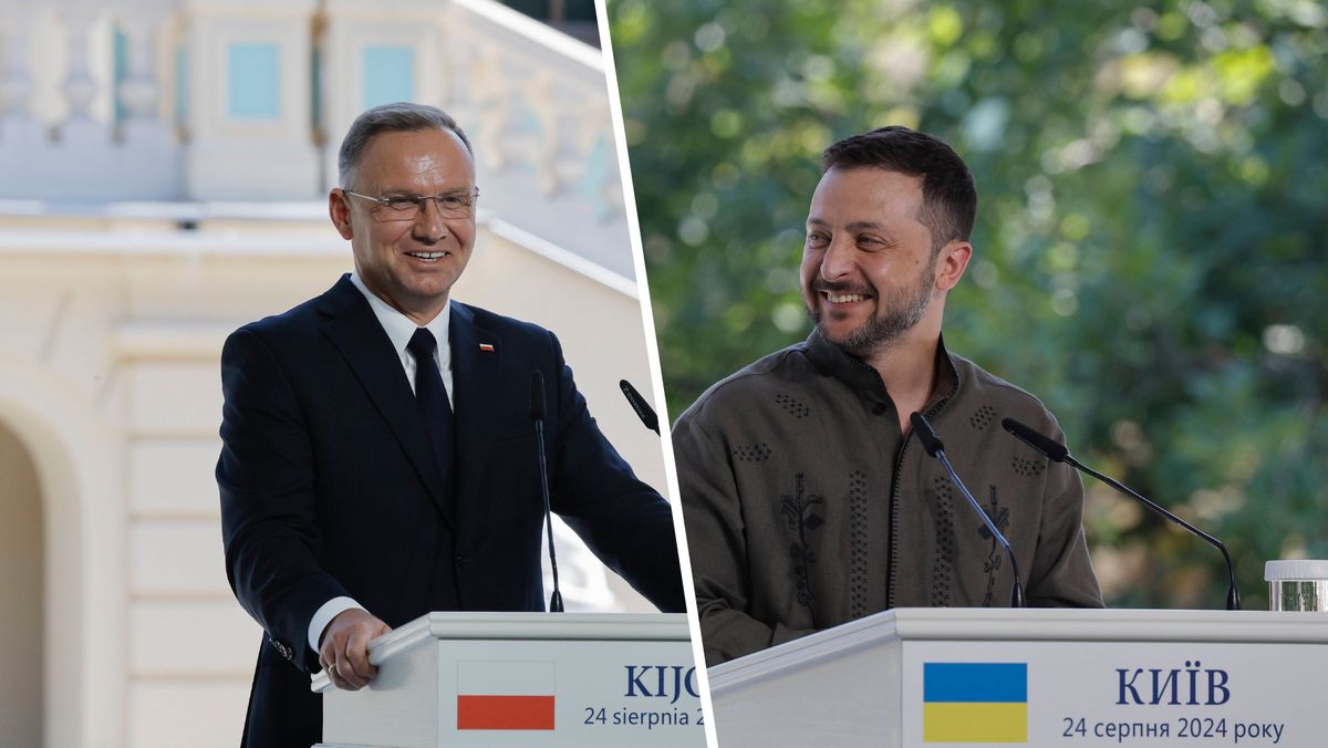 wojna w Ukrainie, wojna na ukrainie, wołodymyr zełenski, Andrzej Duda, żart, konferencja, rosjanie, obietnica Duda składa obietnicę rosyjskim żołnierzom. Zełenski wybuchnął śmiechem