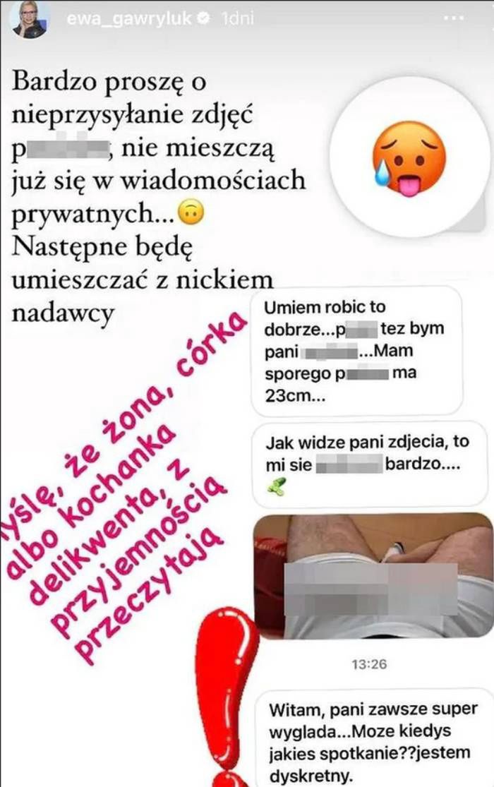 Gawryluk pokazała wiadomość od jednego z "wielbicieli"