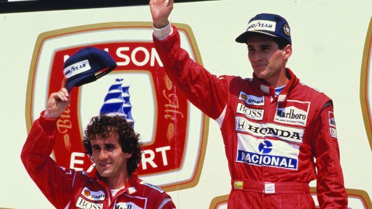 Alain Prost i Ayrton Senna na podium