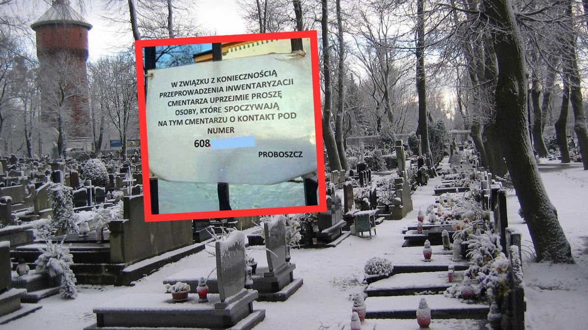 Ksiądz pokazał kartkę z cmentarza