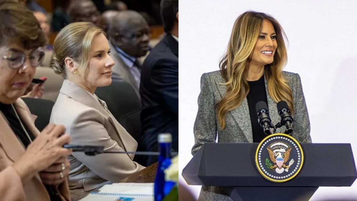 Marta Nawrocka z uwagą wysłuchała przemówienia Melanii Trump