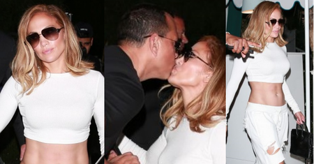 Coraz młodsza Jennifer Lopez zabrała narzeczonego i swój UMIĘŚNIONY BRZUCH na randkę