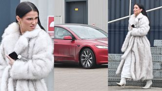 Nadąsana Natsu pakuje się w białym futrze do elektryka za 200 TYSIĘCY zł. Powinna zahaczyć o myjnię? (ZDJĘCIA)
