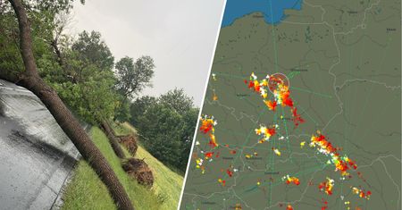 Powalone drzewa, zalane ulice. Burzowy front nad Polską