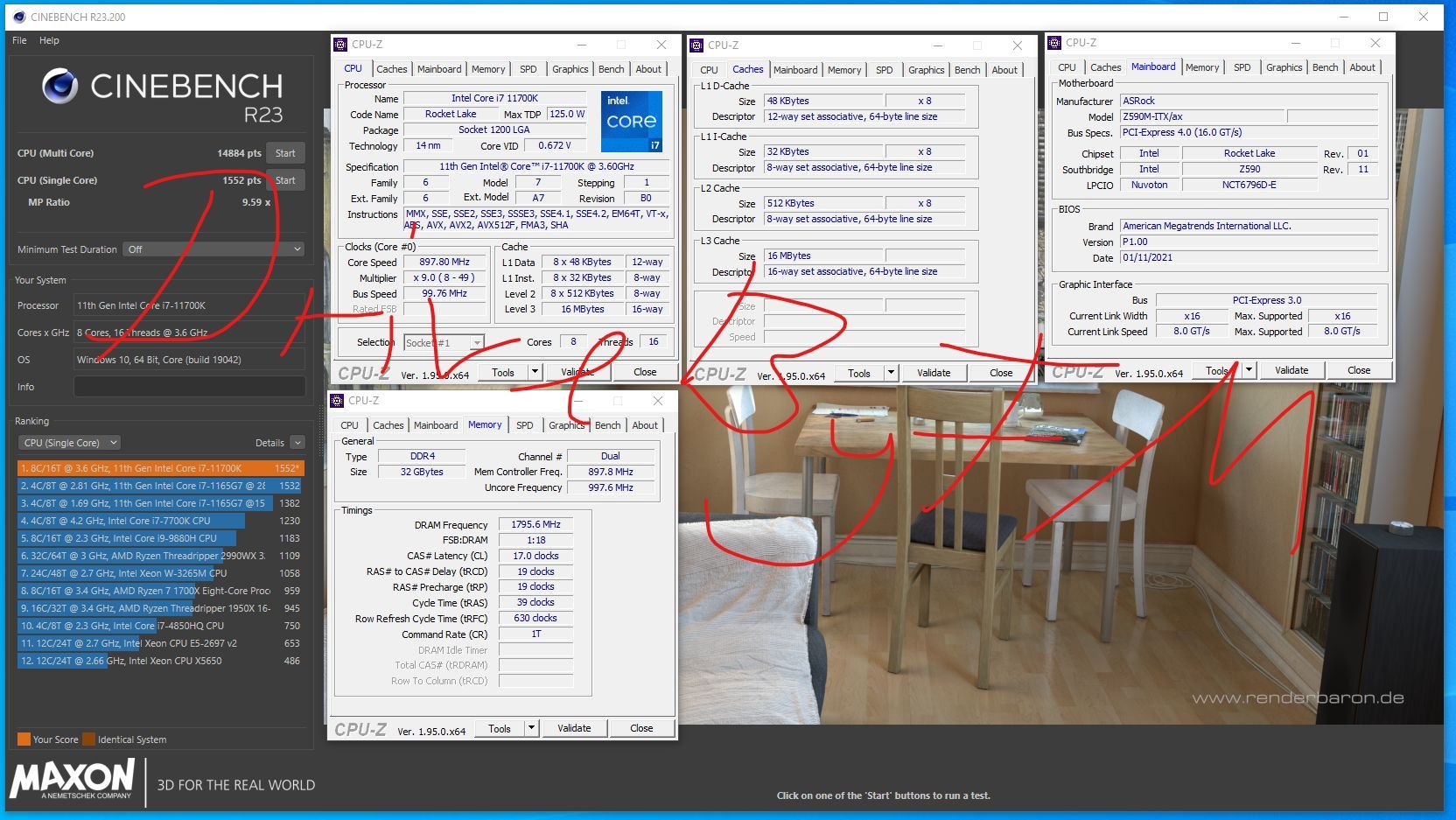 Intel Core i7-11700K - wydajność Cinebench R23