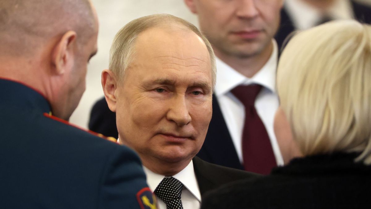 MOSCOW, RUSSIA - DECEMBER 8: (RUSSIA OUT) Russian President Vladimir Putin is seen during the award ceremony marking the Heroes of Russia Day on December 8, 2023, in Moscow, Russia. Putin said after the ceremony, that he will run for the president again in 2024 elections. (Photo by Contributor/Getty Images)