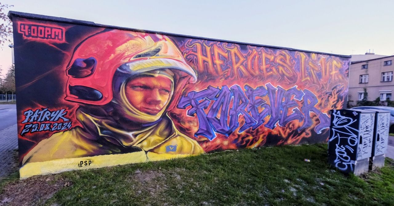 Poznań: "Heroes live forever". Mural na Dębcu przypomina o strażaku, którzy zginął na Kraszewskiego