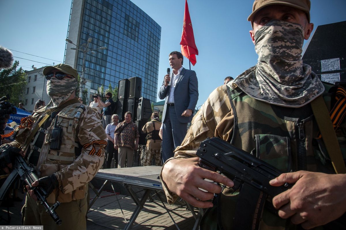 Ołeh Cariow w 2014 roku podczas wiecu w Doniecku, na którym krytykował wydarzenia na Majdanie w Kijowie