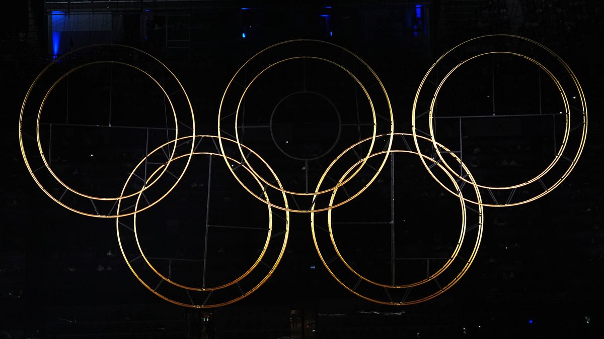 The Olympic rings are raised during the closing ceremony of the 2024 Paris Olympic Games, at the Stade de France, Paris. Picture date: Sunday August 11, 2024. (Photo by John Walton/PA Images via Getty Images)