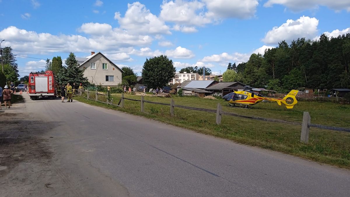 Rannego chłopca trzeba było przetransportować LPR do szpitala w Olsztynie