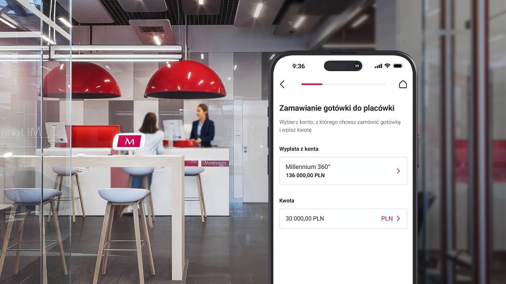 Zamawianie gotówki w aplikacji Millennium