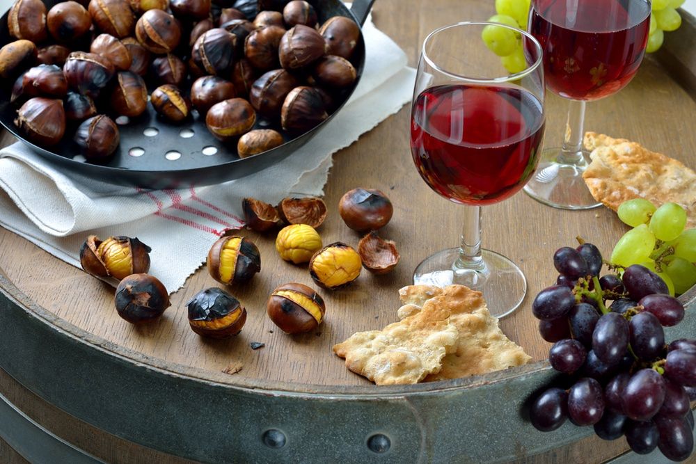 Kasztany pieczone i wino w Katalonii