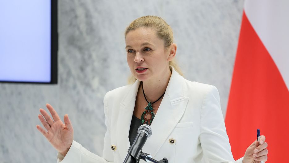 Warszawa, 12.02.2024. Minister edukacji Barbara Nowacka na konferencji �Wiedza, Świadomość, Życie� nt. edukacji zdrowotnej i profilaktyki onkologicznej, 12 bm. w Sejmie w Warszawie. (aldg) PAP/Paweł Supernak