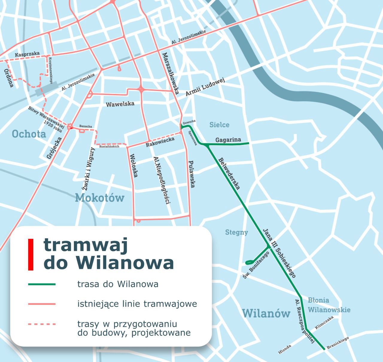 Warszawa. Tramwaj do Wilanowa 