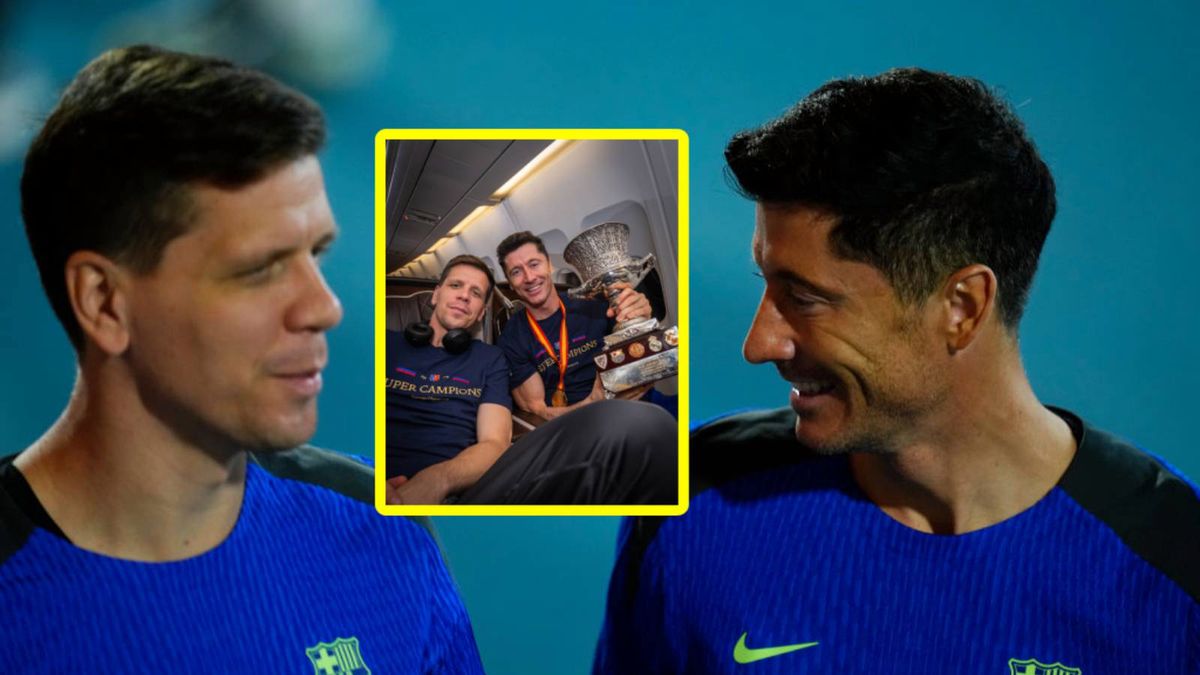 Getty Images / Jose Breton / FC Barcelona/X / Wojciech Szczęsny i Robert Lewandowski / zdjęcie Szczęsnego i Lewandowskiego z pucharem