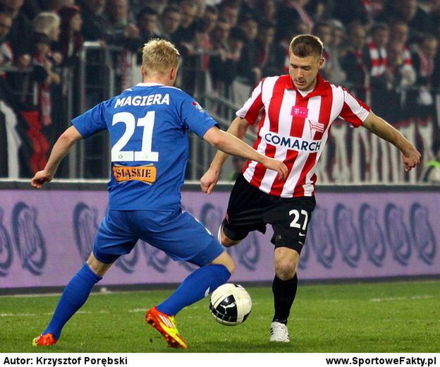 Mariusz Magiera (z lewej) był jasnym punktem meczu Górnika z Cracovią. W Poznaniu jednak nie zagra...