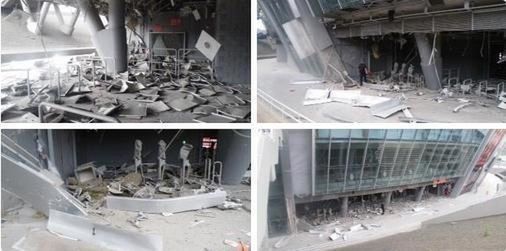 Zniszczenia na stadionie Szachtara Donieck. (źródło Twitter.com/Chernykh)