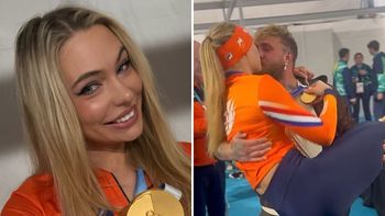 Piękna "miss igrzysk olimpijskich" i jej partner. Tak zareagował na złoty medal [WIDEO]