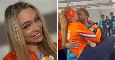 Piękna "miss igrzysk olimpijskich" i jej partner. Tak zareagował na złoty medal [WIDEO]
