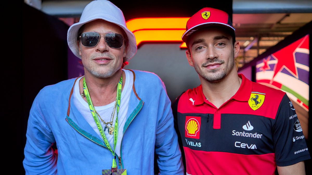 Materiały prasowe / Ferrari / Na zdjęciu: Brad Pitt (po lewej) i Charles Leclerc