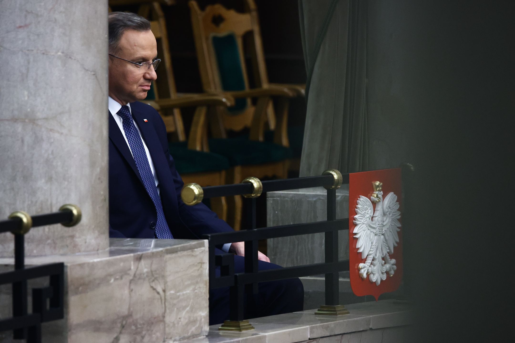 WARSAW, POLAND - DECEMBER 11: President Andrzej Duda during the Parliament session in Warsaw, Poland on December 11, 2023. The majority of Parliament has voted for Donald Tusk as the new Prime Minister. (Photo by Jakub Porzycki/Anadolu via Getty Images)