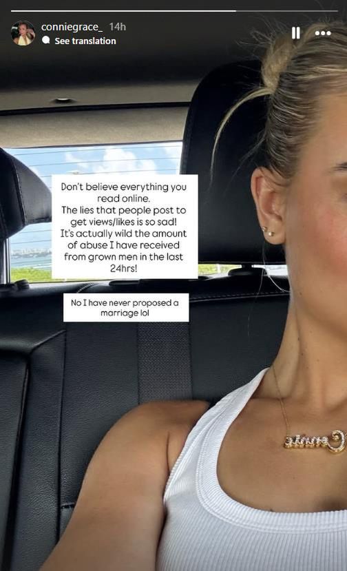 Connie Grace zaprzeczyła oświadczynom