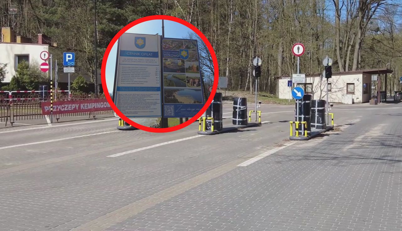 Oto bramy raju Wielkopolan. Szlabany, a obok tabliczka