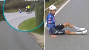 Dramatyczne sceny. Kolarz potrącony przez motocykl