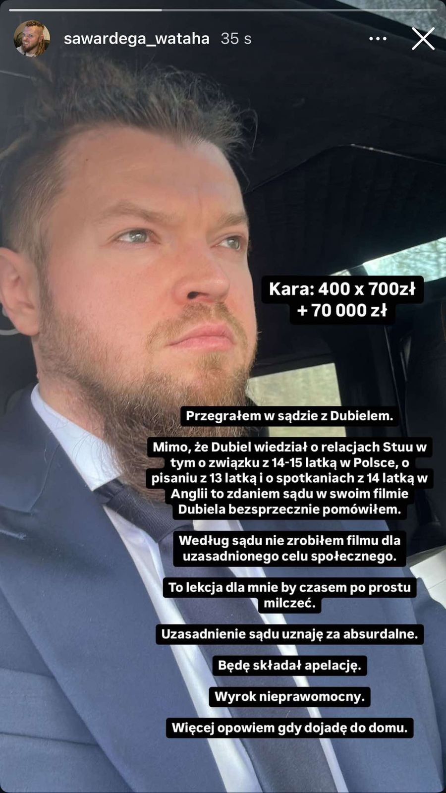 Sylwester Wardęga przegrał z Marcinem Dubielem. Kara: 350 tys. z