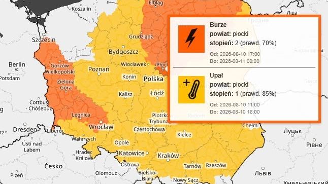 Prognozowane burze i upały w powiecie płockim 