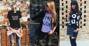 Najciekawsze koszulki z napisami w stylizacjach celebrytek